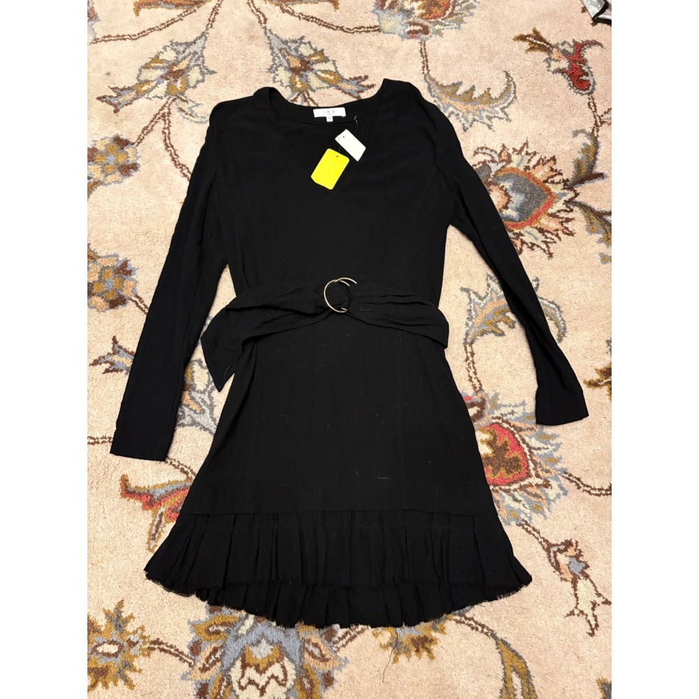 IRO Paris Callia 16W Wool Blend Belted Ruffle Hem Mini Dress Sz EU 40 US 8 NWT